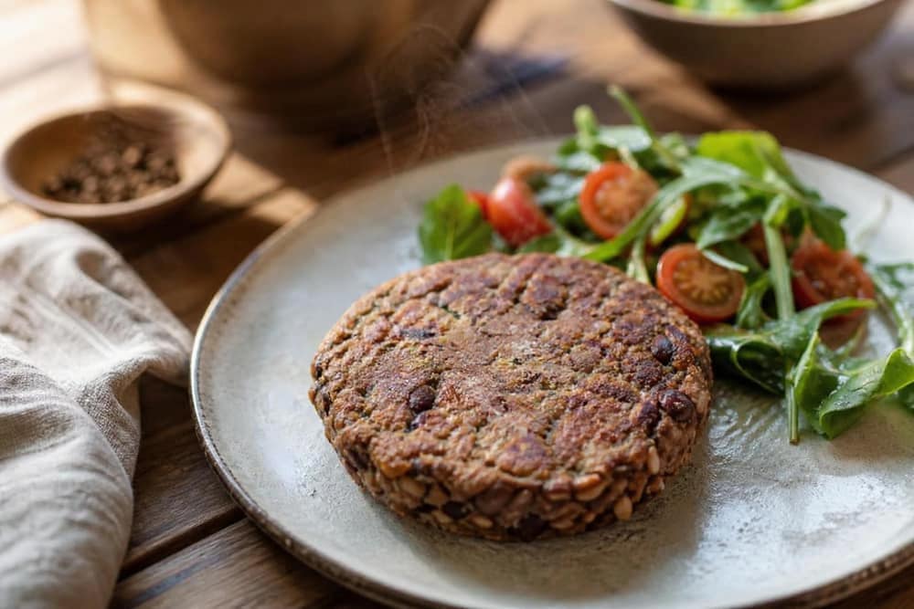 Zelfgemaakte bonenburger gezond en eiwitrijk