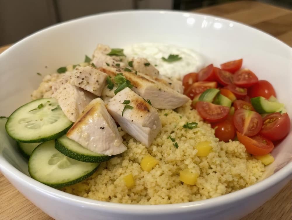 Caloriearme lunchbowl met kip en couscous