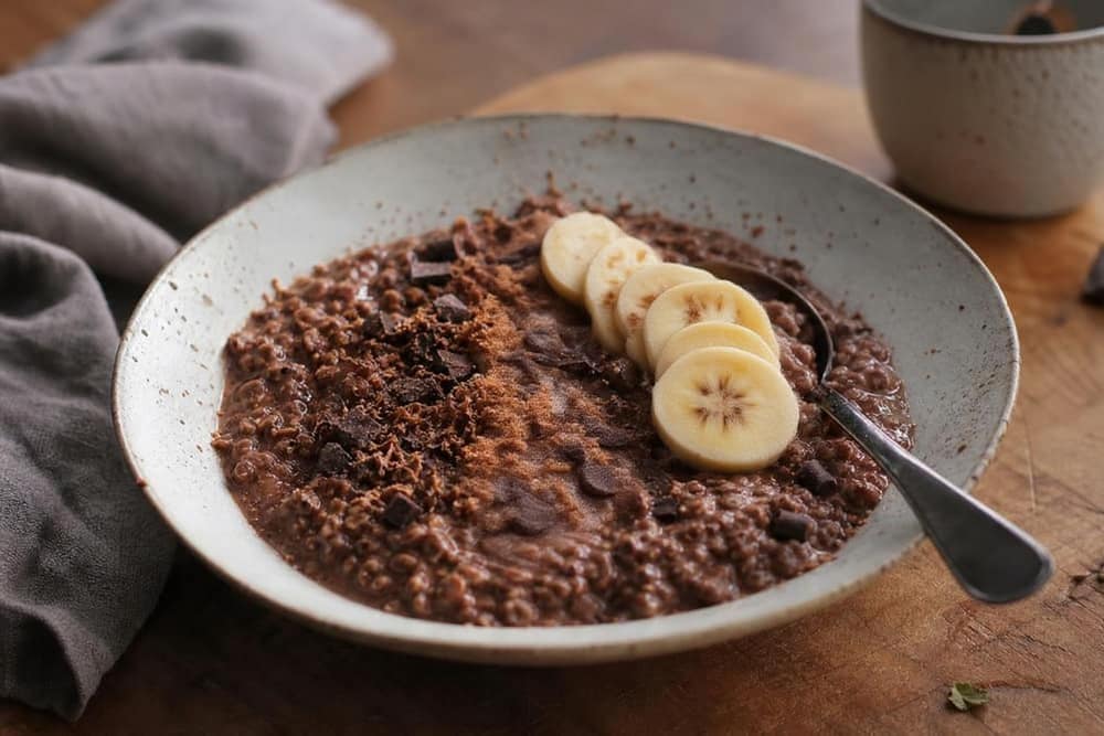 Chocolade overnight oats met banaan