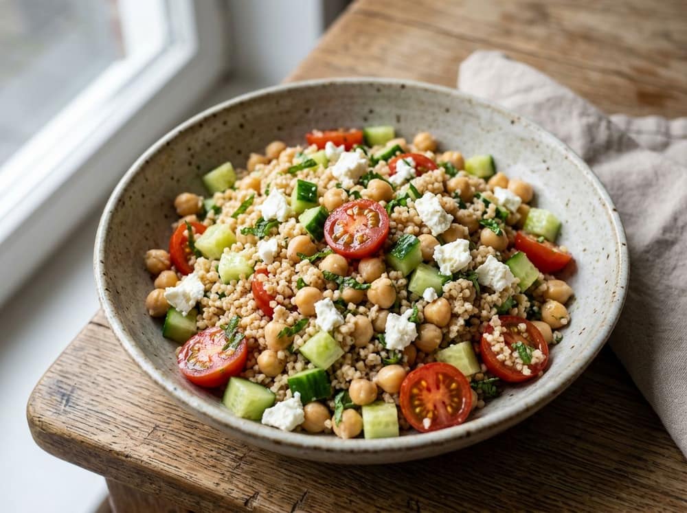 Couscoussalade met kikkererwten en feta