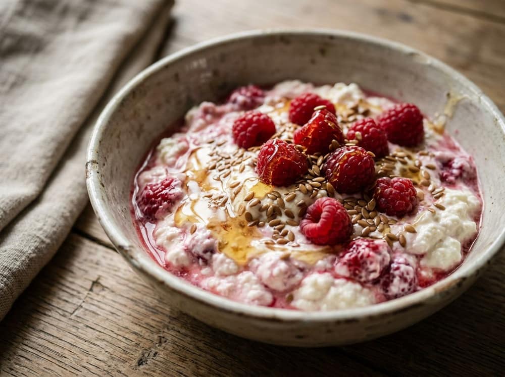 Fruitige kwark met honing en lijnzaad