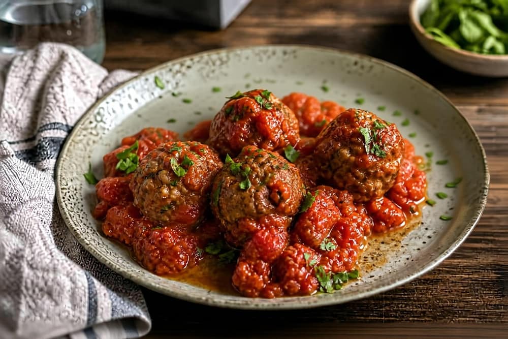 Magere gehaktballetjes in tomatensaus