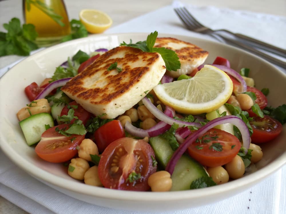 Caloriearme halloumi salade