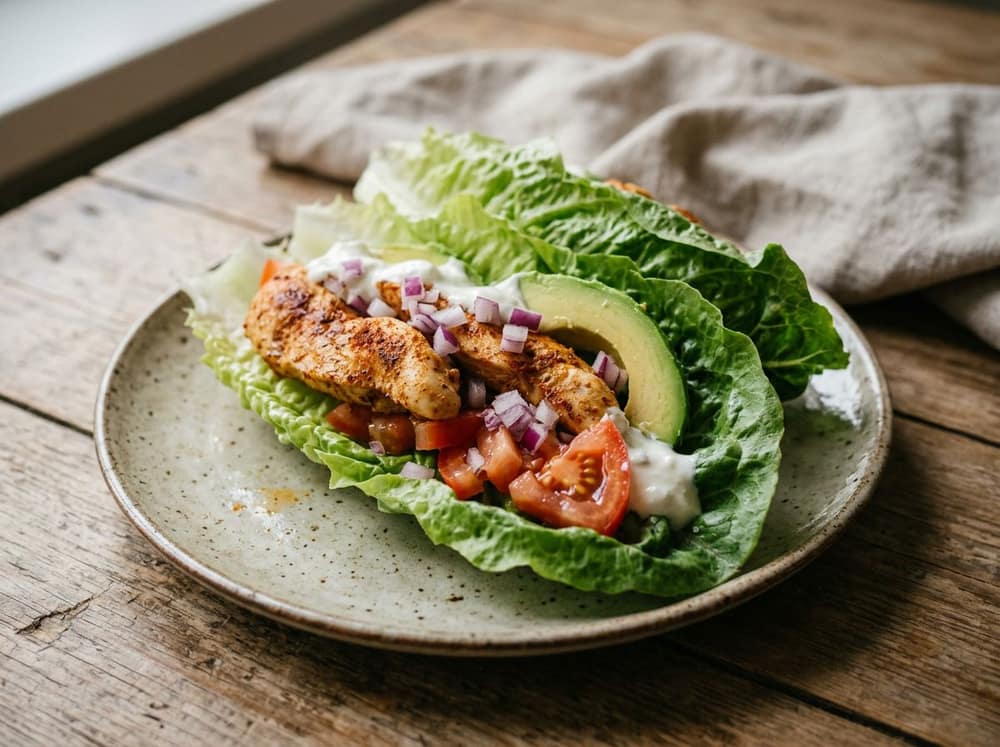 Koolhydraatarme kipwrap met avocado