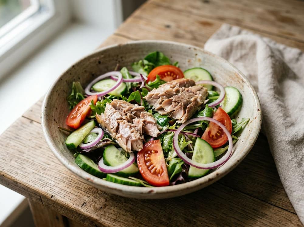 Makrelsalade met verse groenten en appelazijn