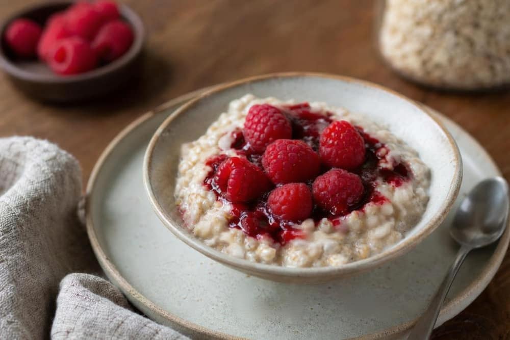 Overnight oats met frambozen