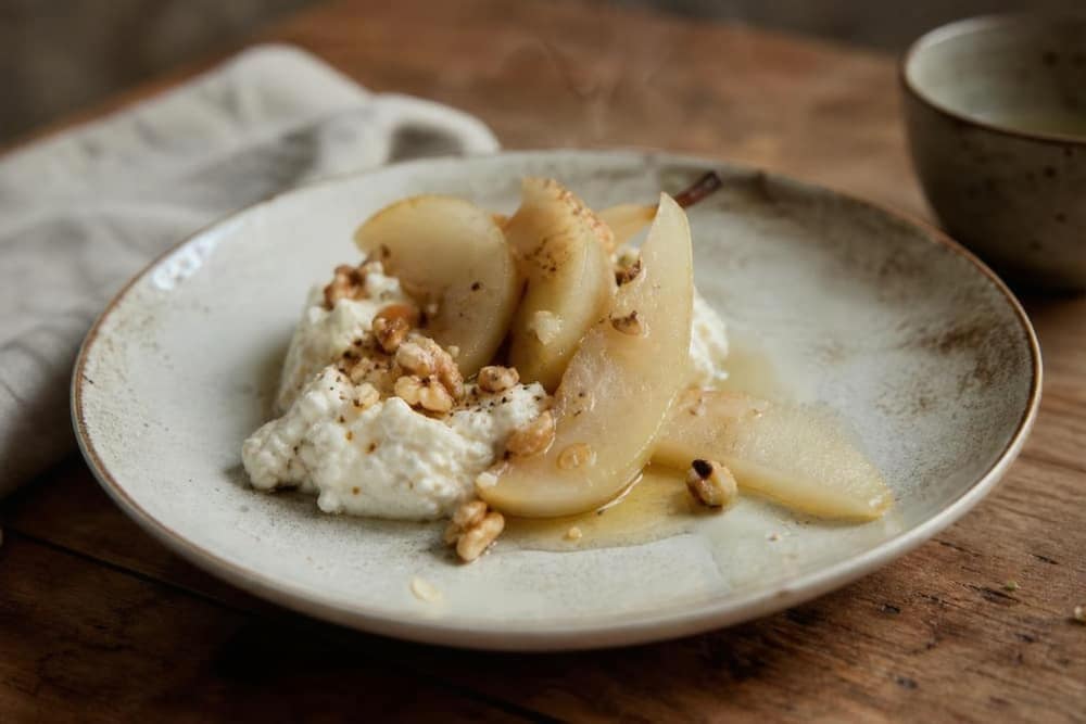 Peer-cottage cheese met honing