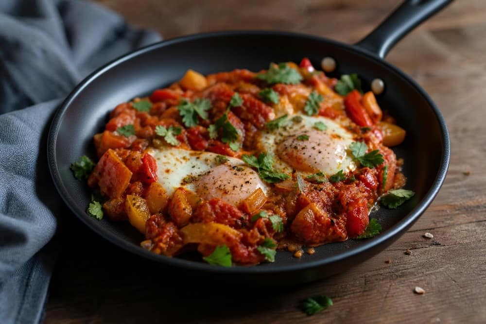 Shakshuka light met ei en paprika